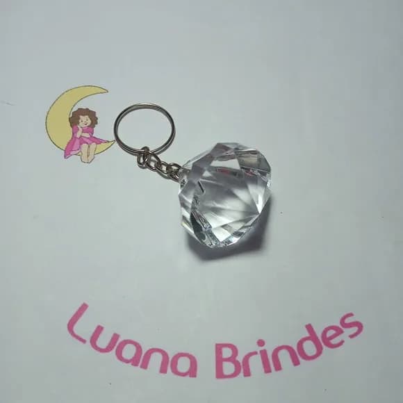 Chaveiro Diamante Transparente Acrilico 4cm 2 Unidades