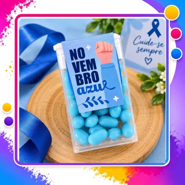 Lembrancinha Novembro Azul com Balas Personalizadas – Kit Conscientização