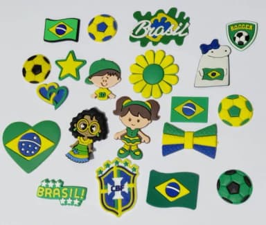 Apliques Brasil Emborrachado Pacote com 20 Unidades