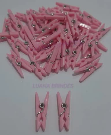 Mini pregador Rosa de plástico - 2,5cm - pct c/ 40 unidades