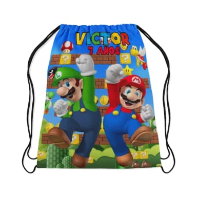 Mochilinha Personalizada para lembrancinhas do Super Mário Bros