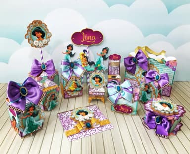 Kit 30 Lembrancinhas Personalizadas Aladim e Jasmine