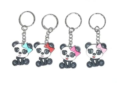 Chaveiro Ursinha Panda Emborrachado 3,5cm Pacote C/8 Unidade