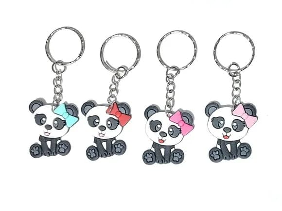 Chaveiro Ursinha Panda Emborrachado 3,5cm Pacote C/8 Unidade