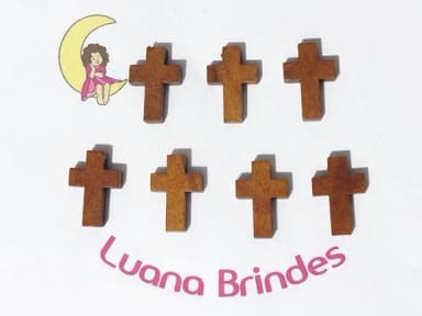 Cruz de Madeira 2,2cm Marrom C/furo Passante - 10 Unidades