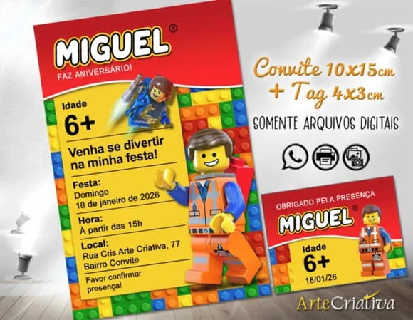 Convite Digital C/tag Lego 2