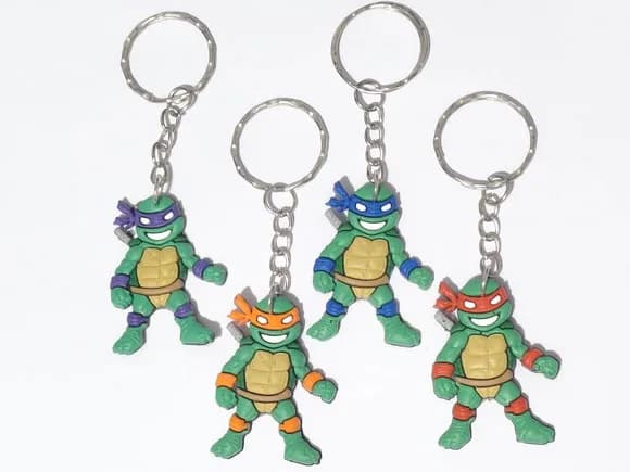 Chaveiro Tartaruga Ninja 4cm Emborrachado Pacote C/8 Unidade