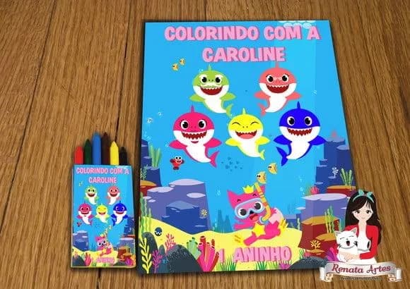 Revista de Colorir c/ Giz Baby Shark