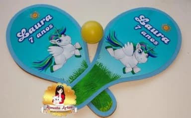 Raquetes de Ping Pong Tema Unicórnio Azul