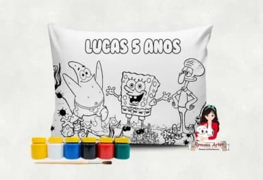 Almofada com Tinta para Colorir Bob Esponja
