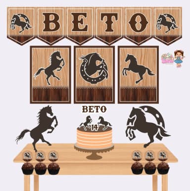 Kit Festa Só Um Bolinho CAVALO - Decoração de Festa