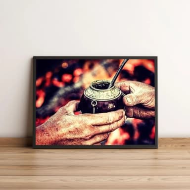 Quadro Mãos Servindo Chimarrão Estilo Rústico 2680