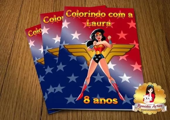 Revista de Colorir com Giz Mulher Maravilha