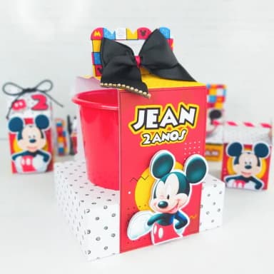 Kit Baldinho 1 Litro - Mickey Quadriculado