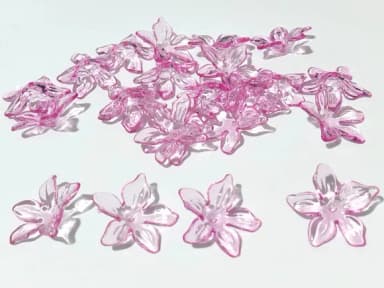 Flor Pink com Furo Central Acrílico Pacote com 50 Unidades