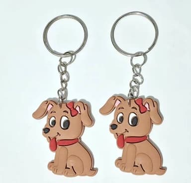 Chaveiro Cachorrinha Marrom Emborrachado Pacotes com 6 Peças
