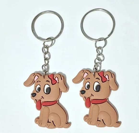 Chaveiro Cachorrinha Marrom Emborrachado Pacotes com 6 Peças
