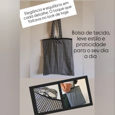 Bolsa em tecido estilo Ecobag - Xadrez