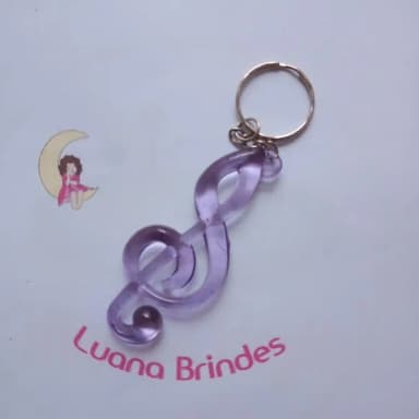 Chaveiro Nota Musical Lilás Acrilico 5cm Pct 4 unids