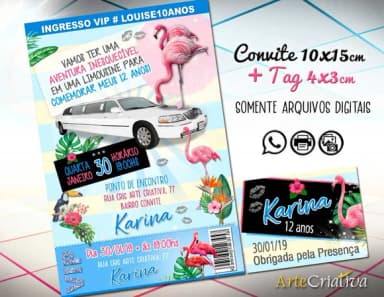 CONVITE DIGITAL C/TAG Festa Limousine Flamingo