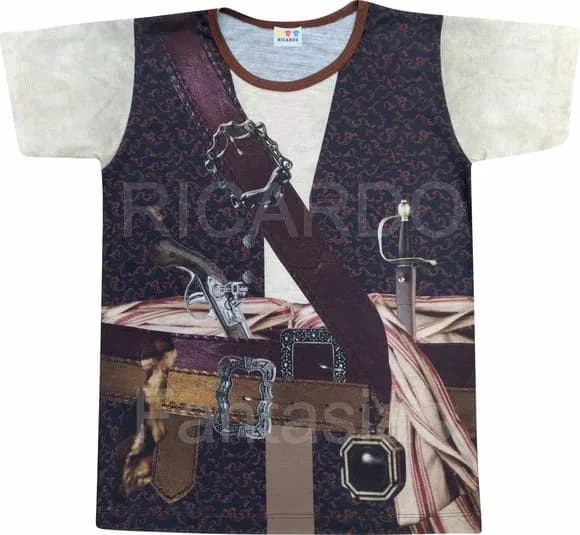 Camiseta Fantasia Pirata Masculina Adulto Estampa Realista