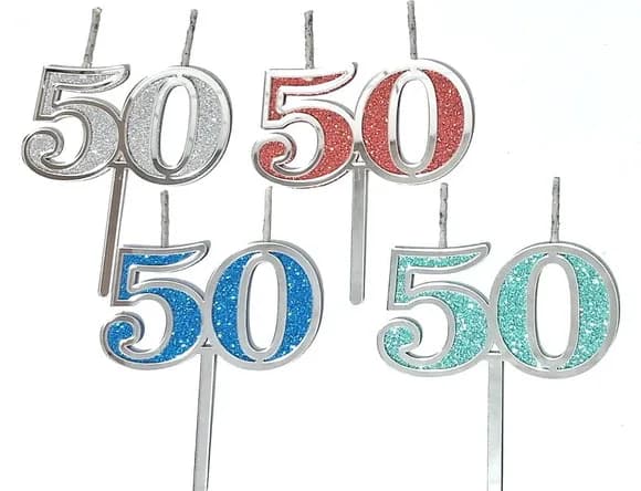 Vela 50 Anos Prata Acrílico Pavio Magico - 1 Peça