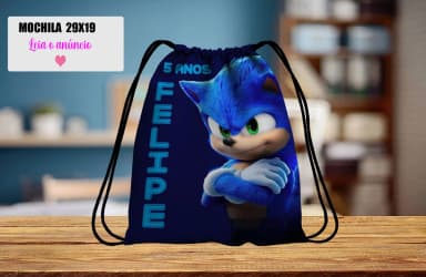 Mochilinha personalizada para lembrancinhas do Sonic