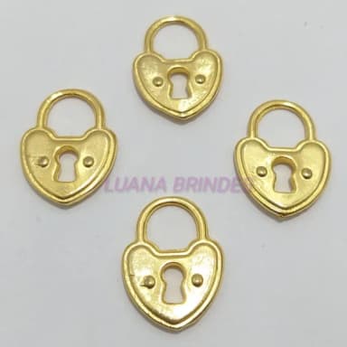 Pingente Cadeado em Metal Dourado - pct c/5 unid