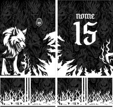Arte Vetor Camisa Lobo Assustador Interclasse Mod-205