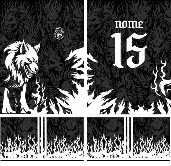 Arte Vetor Camisa Lobo Assustador Interclasse Mod-205
