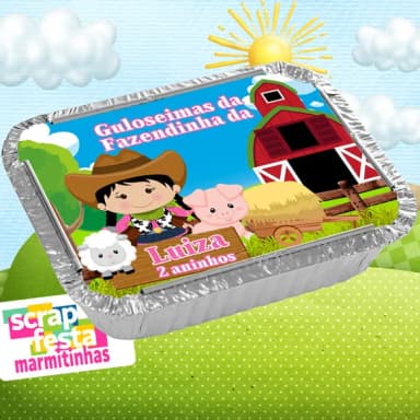 Marmitinha Personalizada Festa Fazendinha Menina Rosa