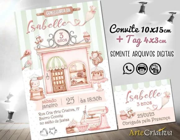 Convite Digital C/tag Confeiteira 5