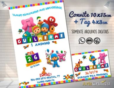 CONVITE DIGITAL C/TAG Pocoyo
