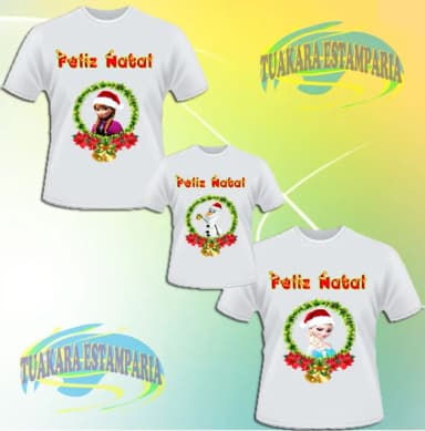 Kit 3 Camisetas - Frozen Natal 2