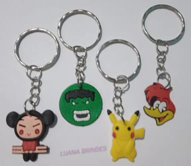Chaveiros Personagens Variados de Borracha - pct c/8 unid