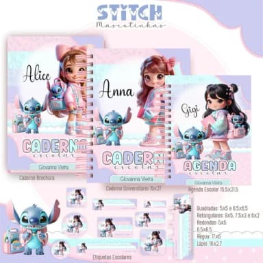 Caderno + Etiquetas + Tag Personalizada + Lápis