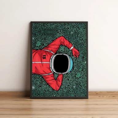 Quadro Astronauta Deitado Na Grama 81
