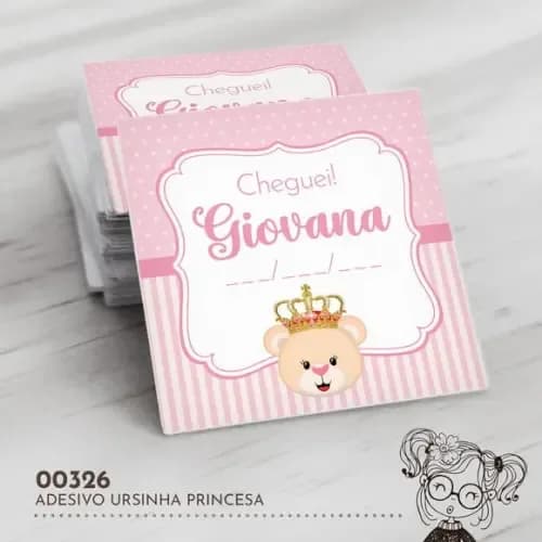 Adesivo Quadrado Ursinha Princesa - 00326