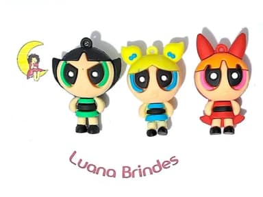 Pingente Meninas Super Poderosas 5cm Pacote com 3 Unidades