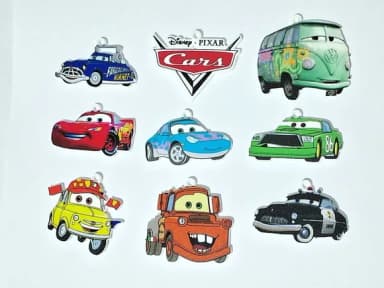 Pingente Carros de Acrílico Uv 3,5cm Pacotes com 9 Unidades