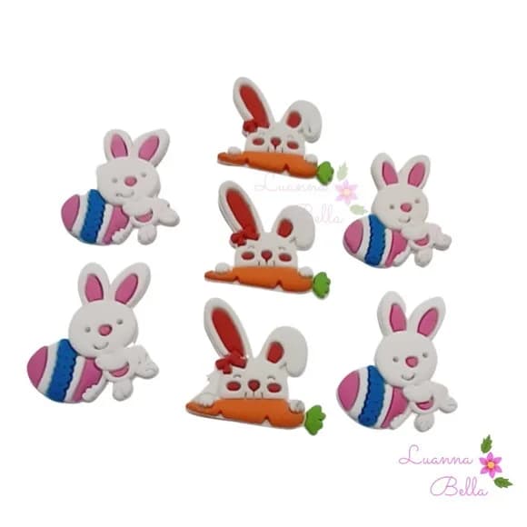Apliques Emborrachados Coelhinhos da Páscoa - pct c/7 unids