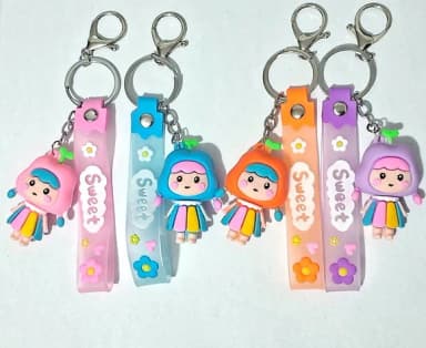 Chaveiro Menina 3d Emborrachado Pacote C/2 Unidades