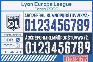 Arte Vetor Camisa Olympique Lyon Europa League 2025 2026