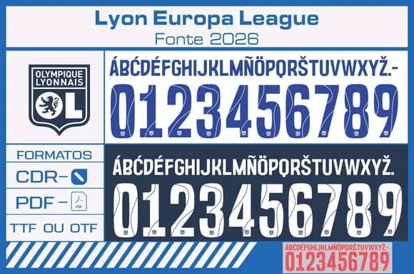 Arte Vetor Camisa Olympique Lyon Europa League 2025 2026
