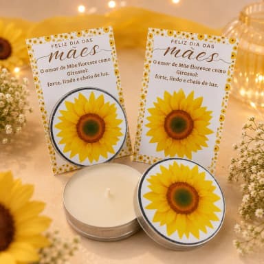 72 un de Vela Aromática na latinha Personalizada Dia das Mães Girassol Eventos, Festas, Brindes, fazemos qualquer tema.
