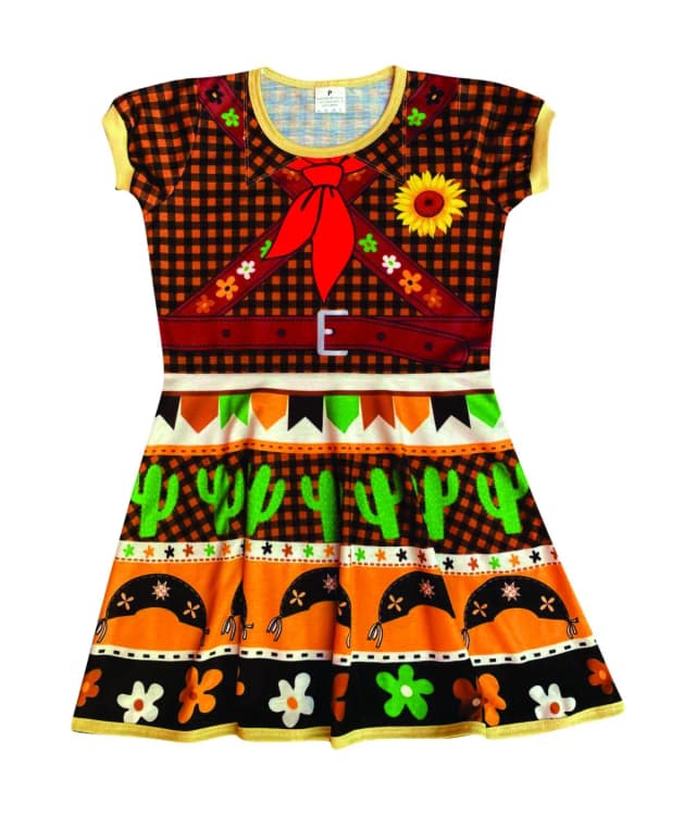 Vestido Infantil Maria Bonita Cangaço Festa Junina Caipira