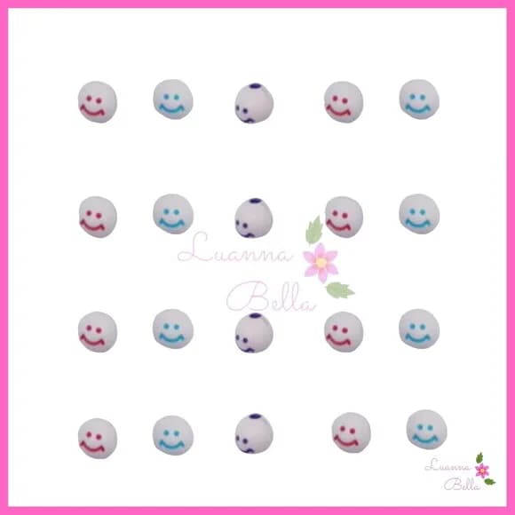 Missangas bolinhas c/carinha sorridente -Pct c/100unds