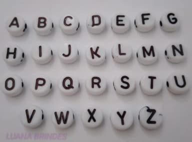 Letrinha Achatado Branco - 6mm - pct c/4 alfabeto