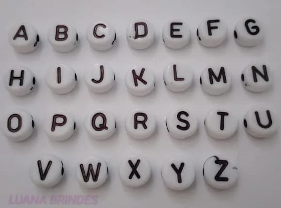 Letrinha Achatado Branco - 6mm - pct c/4 alfabeto