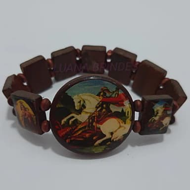 Pulseira dos Santos de madeira c/elástico - 1 unidade